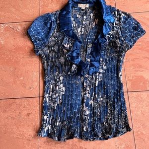 Dress Barn gorgeous royal blue accordian pleated blouse - sz medium